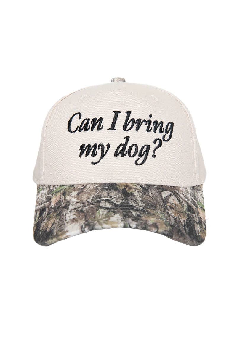 Katydid - Presale Can I Bring My Dog? Two-Toned Trucker Hats: Camo and Tan