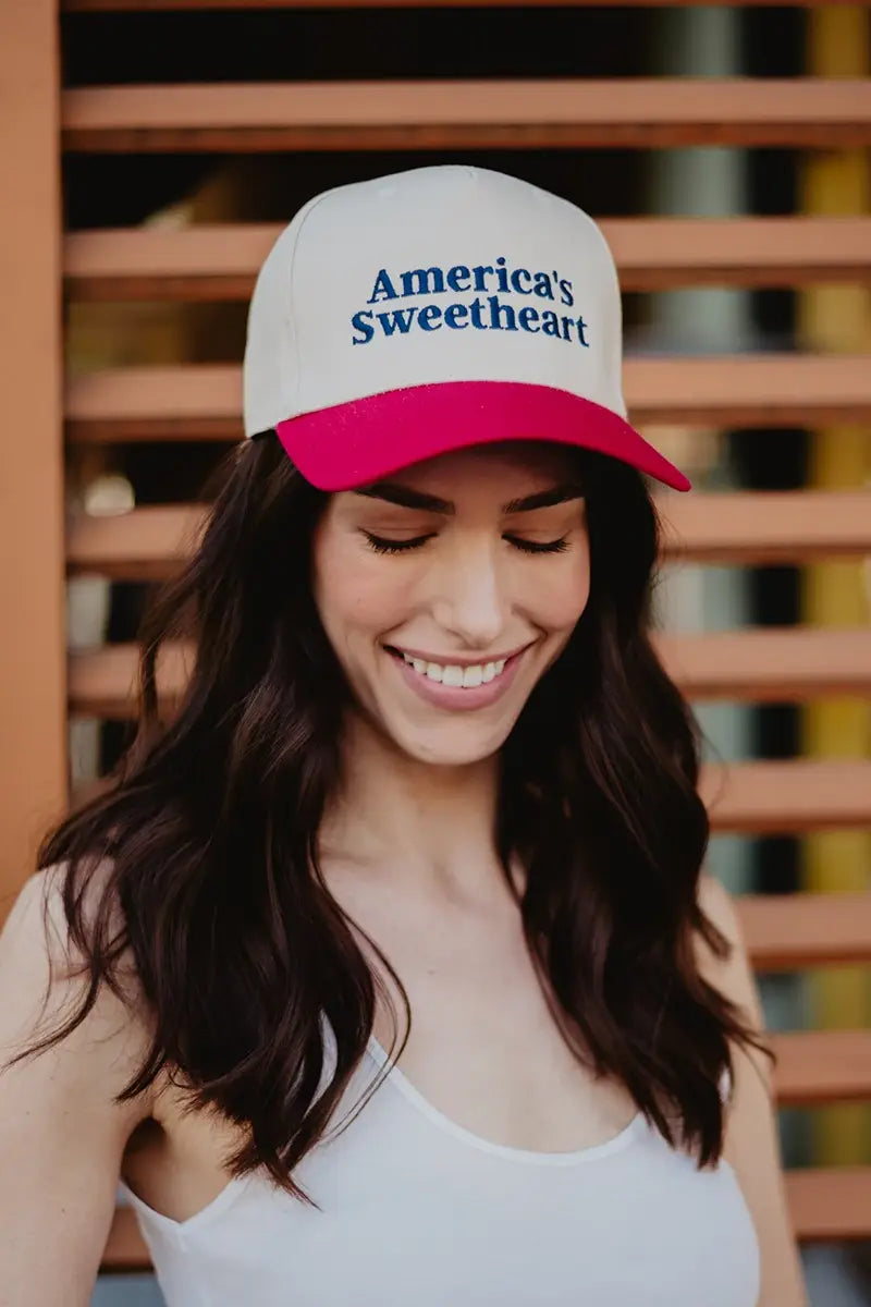 Katydid - Presale America's Sweetheart Vintage Trucker Hats for Women: Light Blue and Navy Stripe
