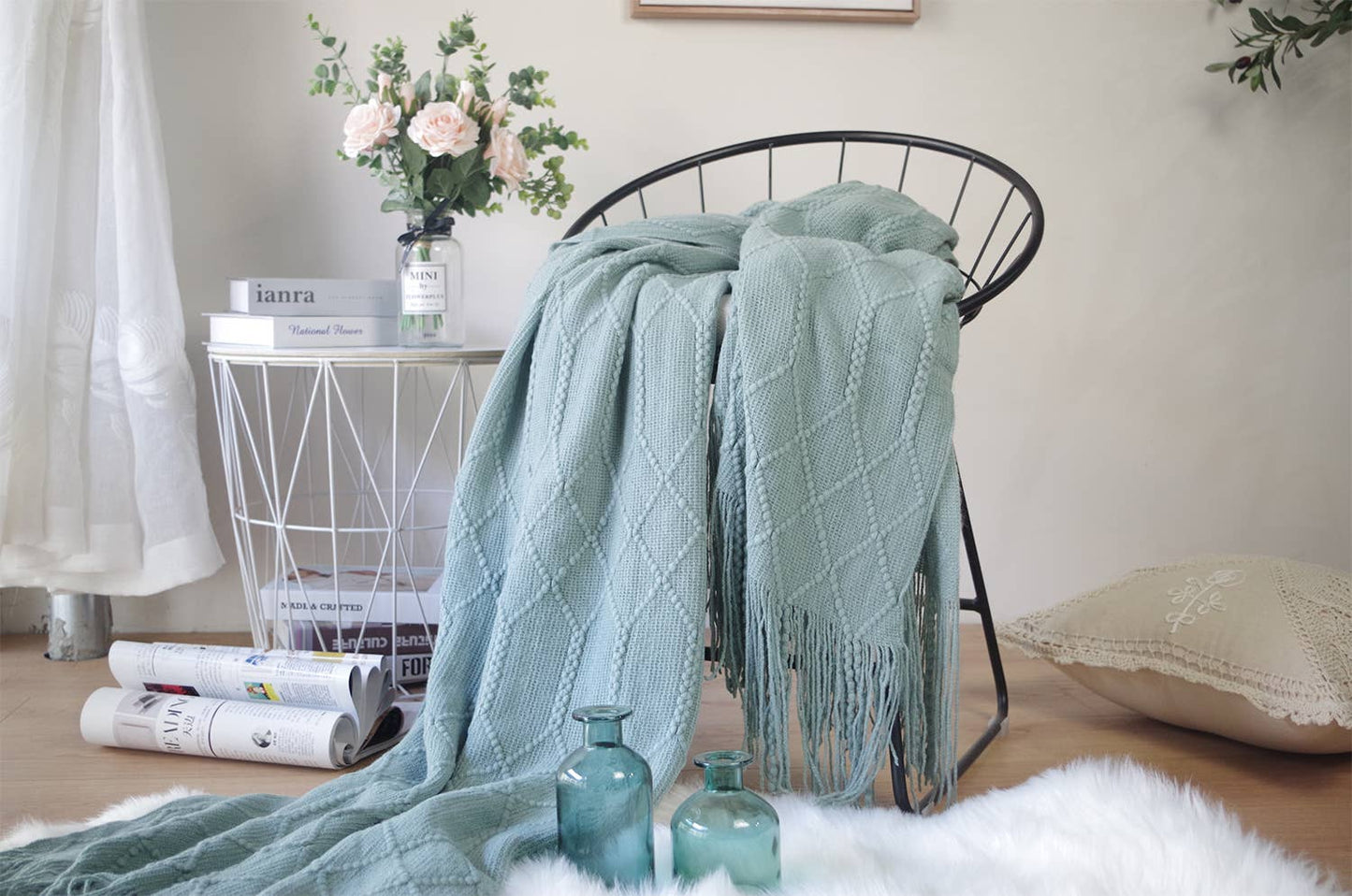 Fennco Styles - Rhombus Diamond Knit 50"x60" Throw Blanket