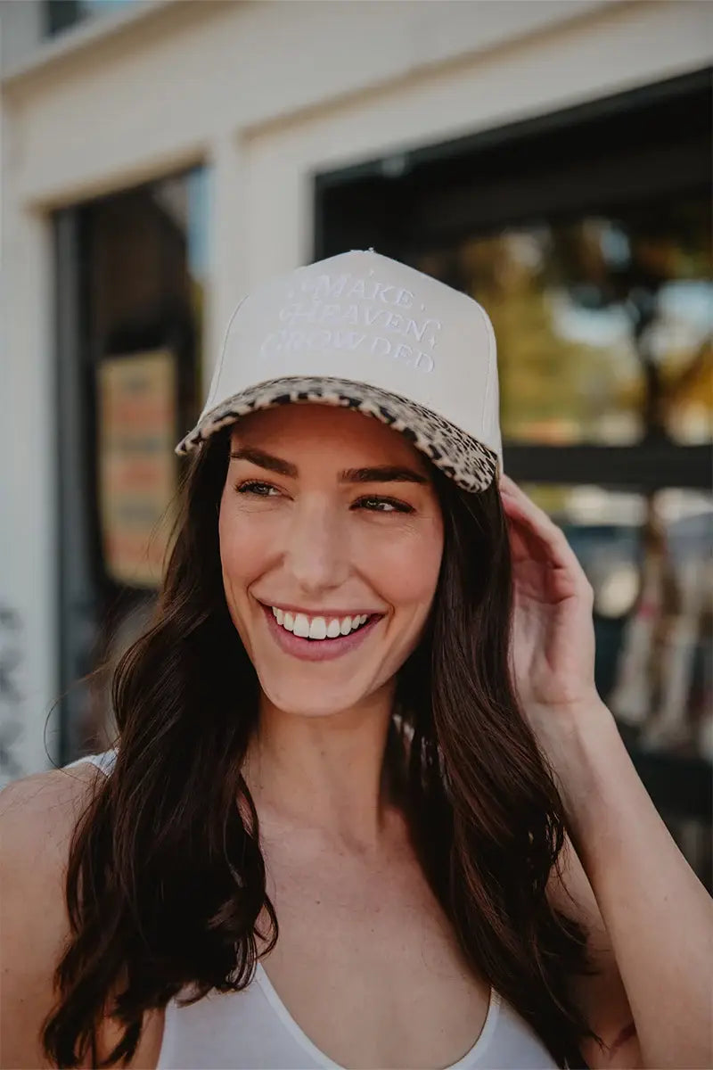 Katydid - Make Heaven Crowded Vintage Trucker Hats: Black and Tan