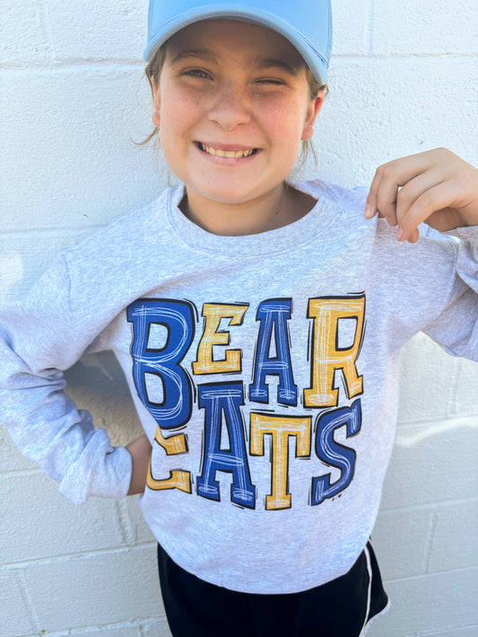 Blue and Yellow Bearcat Sweatshirt