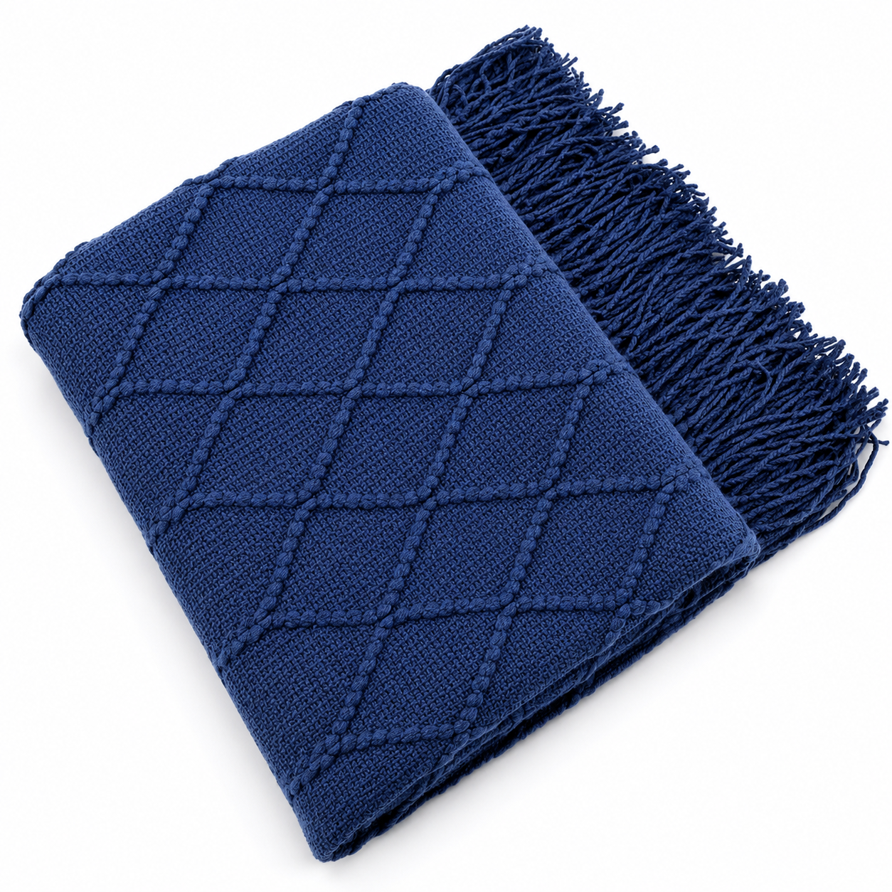 Fennco Styles - Rhombus Diamond Knit 50"x60" Throw Blanket