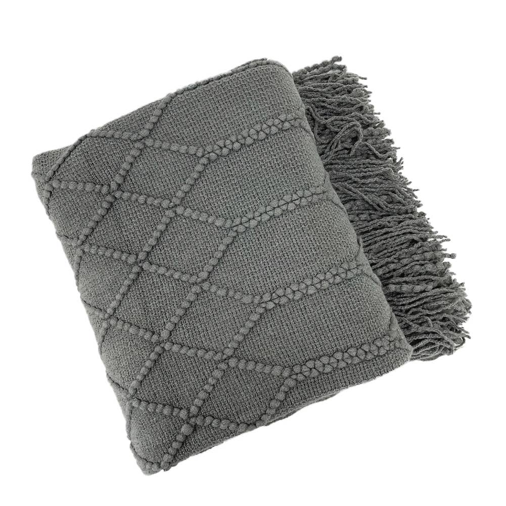 Fennco Styles - Rhombus Diamond Knit 50"x60" Throw Blanket