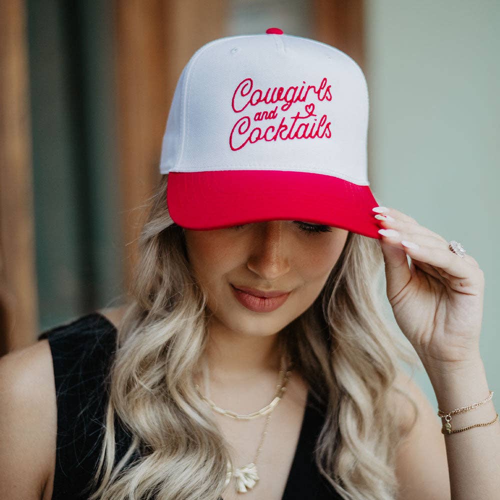 Katydid - Cowgirls and Cocktails Two-Toned Wholesale Vintage Hat: Red and White