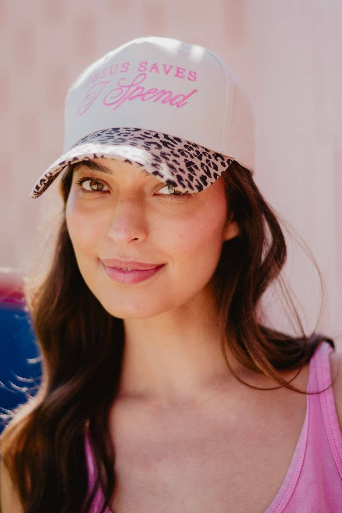 Katydid - Jesus Saves I Spend Wholesale Two-Toned Trucker Hats: Denim and Tan