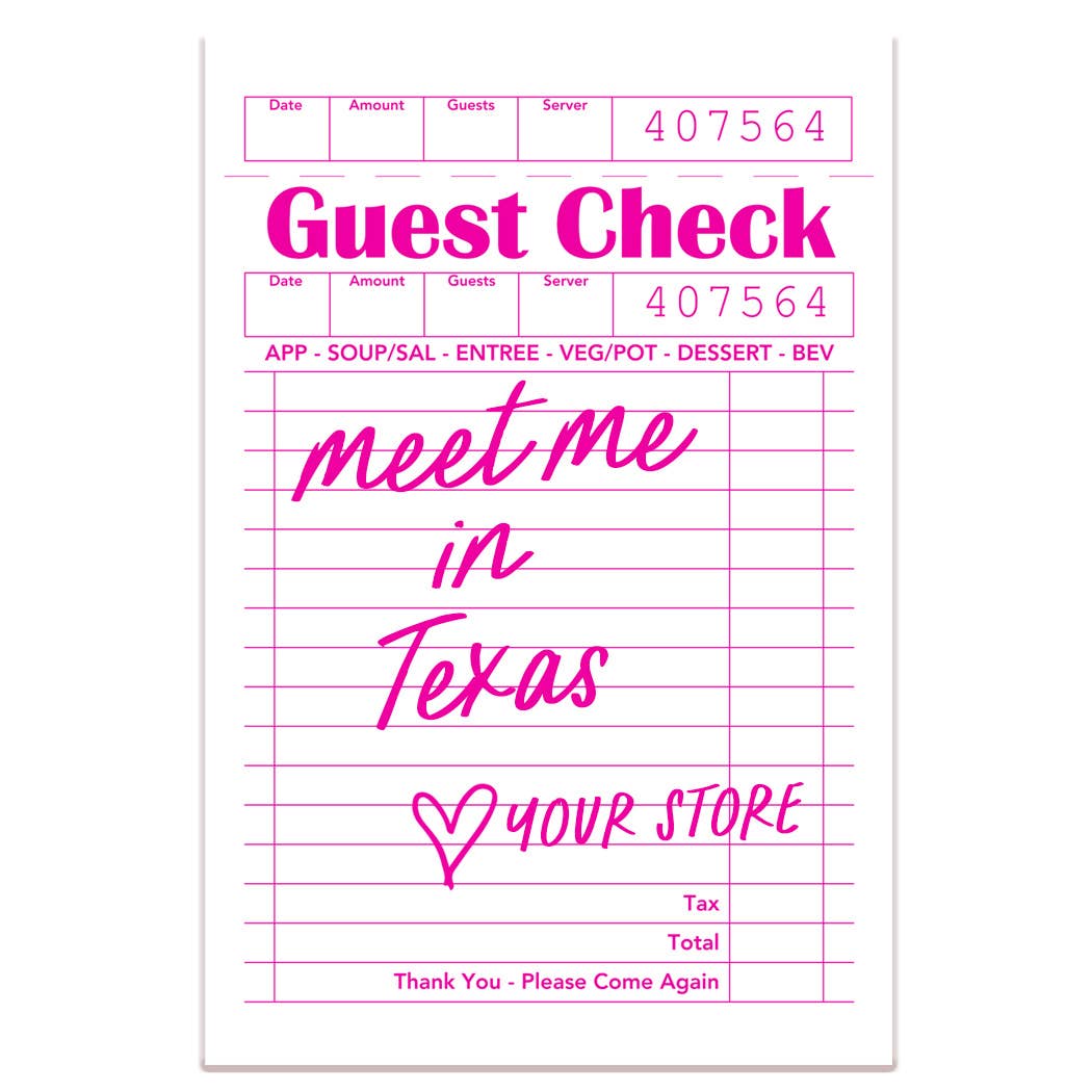 Mugsby - Personalized City Guest Check Sticker Decal, Custom Sticker: White on Pink