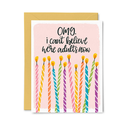 Paper Bunny Press - Omg We're Adults | Birthday Candles | Funny Birthday Card