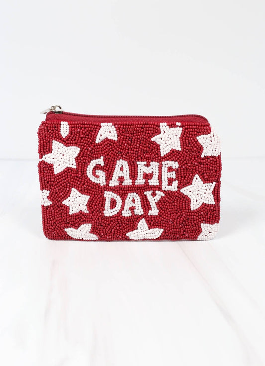 Caroline Hill - Game Day Star Beaded Pouch BURGUNDY