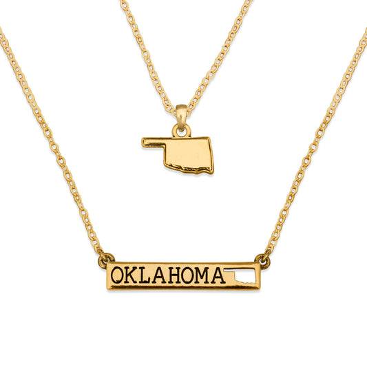 From The Heart - State of Oklahoma Gold Double Down Necklace