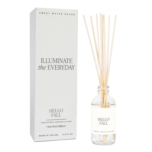 Hello Fall Clear Reed Diffuser - Fall Home Decor & Gifts